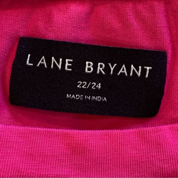 Lane Bryant Woven Eyelet-Sleeve Crew-Neck Tee Pink Size 22/24 - Picture 7 of 11